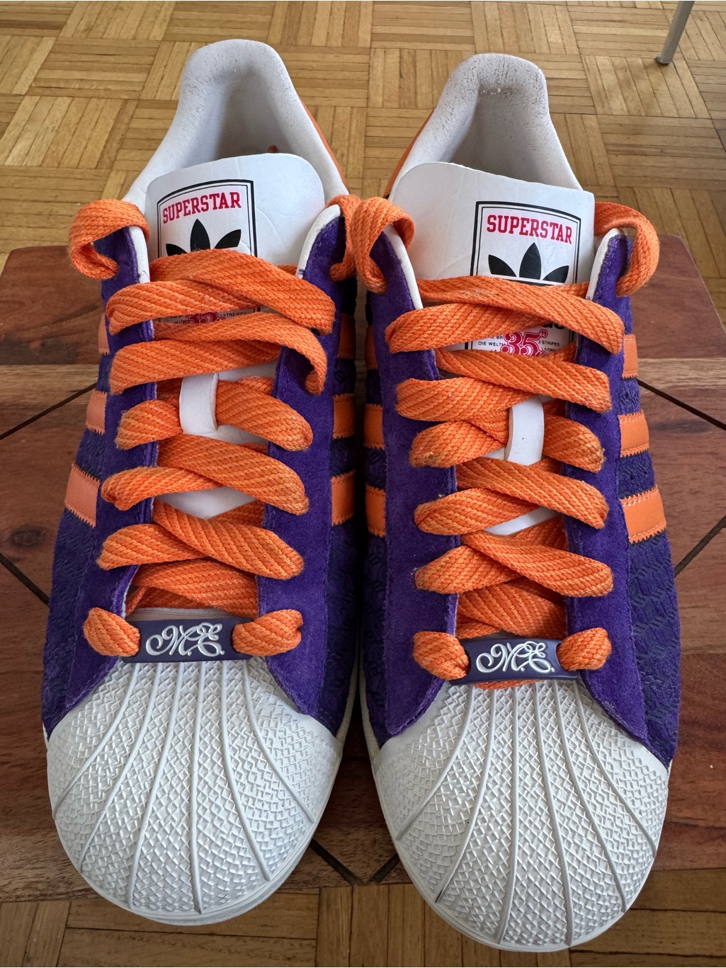Missy Elliott 35th Anniversary Adidas Superstar Sneakers In Purple & Orange